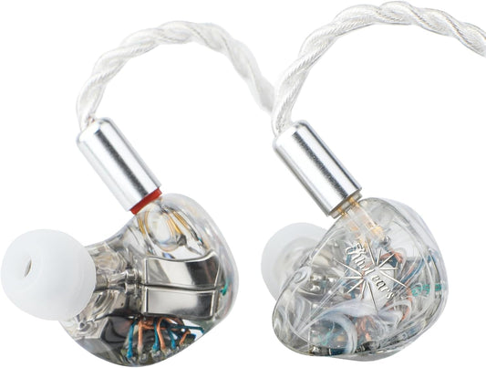 Linsoul Kiwi Ears Orchestra Lite Performance Custom 8BA in-Ear Monitor IEM with Detachable 4-core 7N Oxygen-Free Copper OFC Cable, Handcrafts Faceplate for Audiophile Studio Musician (Clear)