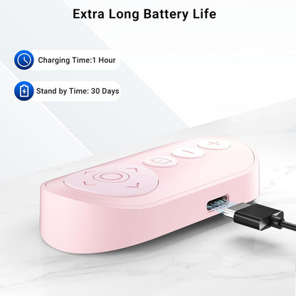 Wireless Camera Remote Control with Zoom for iPhone & iPad, Versatile Shutter with Front/Rear Camera Switch for Photo & Video, Smartphone Remote Clicker for TikTok