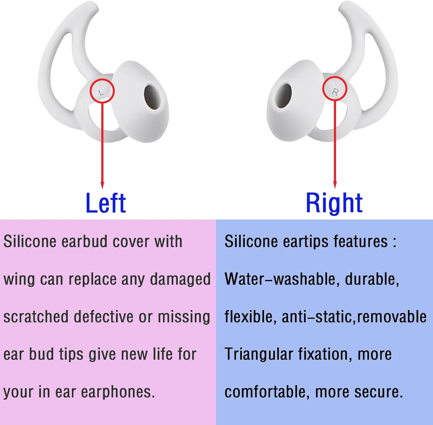 Silicone Ear Tips Replacement Earbud Tips Compatible with Bose Quietcomfort and Sport Headphone Ear Bud Tips Earbud Covers Large 3 Pairs