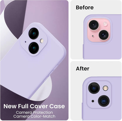 FireNova Designed for iPhone 15 Case, Silicone Upgraded [Camera Protection] Phone Case with [2 Screen Protectors], Soft Anti-Scratch Microfiber Lining Inside, 6.1 inch, Clove Purple