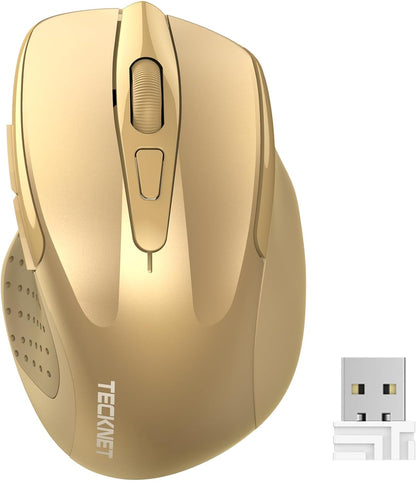 TECKNET Wireless Mouse, 2.4G Ergonomic Optical Mouse, Computer Mouse for Laptop, PC, Computer, Chromebook, Notebook, 6 Buttons, 24 Months Battery Life, 4000 DPI, 6 Adjustment Levels