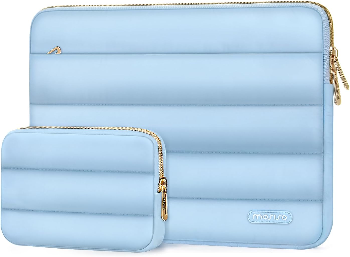 MOSISO 14 inch Laptop Case, 14 inch Puffy Laptop Sleeve Compatible with HP Lenovo Dell ASUS Acer, HP Stream, Dell Latitude, Lenovo IdeaPad, Polyester Horizontal Bag with Small Case, Air Blue