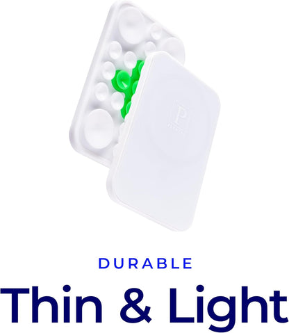 The Clingy Thingy Magnetic Sticky Phone Grip - Removable iPhone Suction Grip for Hands-Free FaceTime - Workouts, Influencers & Content Creator Essentials, Compatible with iPhone 12-16 (White/Green)