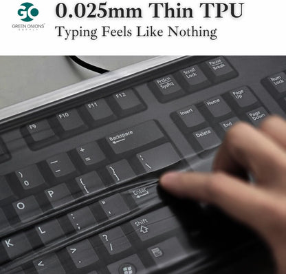Green Onions Supply[3 Pack] Universal Fully Covered Flat Style 0.025mm Wipeable Superb Tactile Feeling Waterproof Anti-Dust Keyboard Cap Cover for Desktop Keyboard with Numeric Hospital/Dentist Use