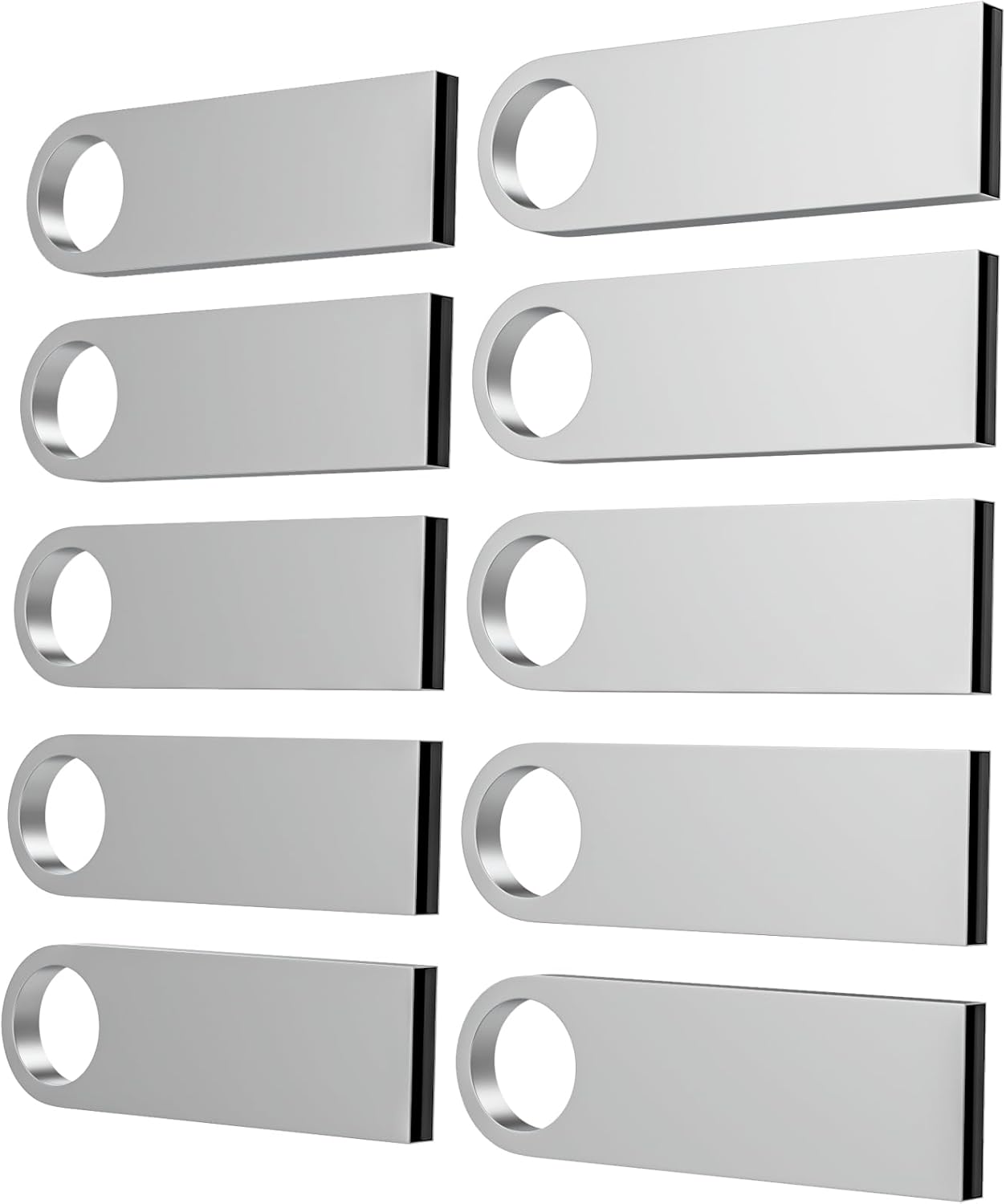 ABLAZE 8GB Flash Drive 10 Pack, Metal USB 2.0 Thumb Drives with Keychains USB Sticks Pendrives (Sliver)