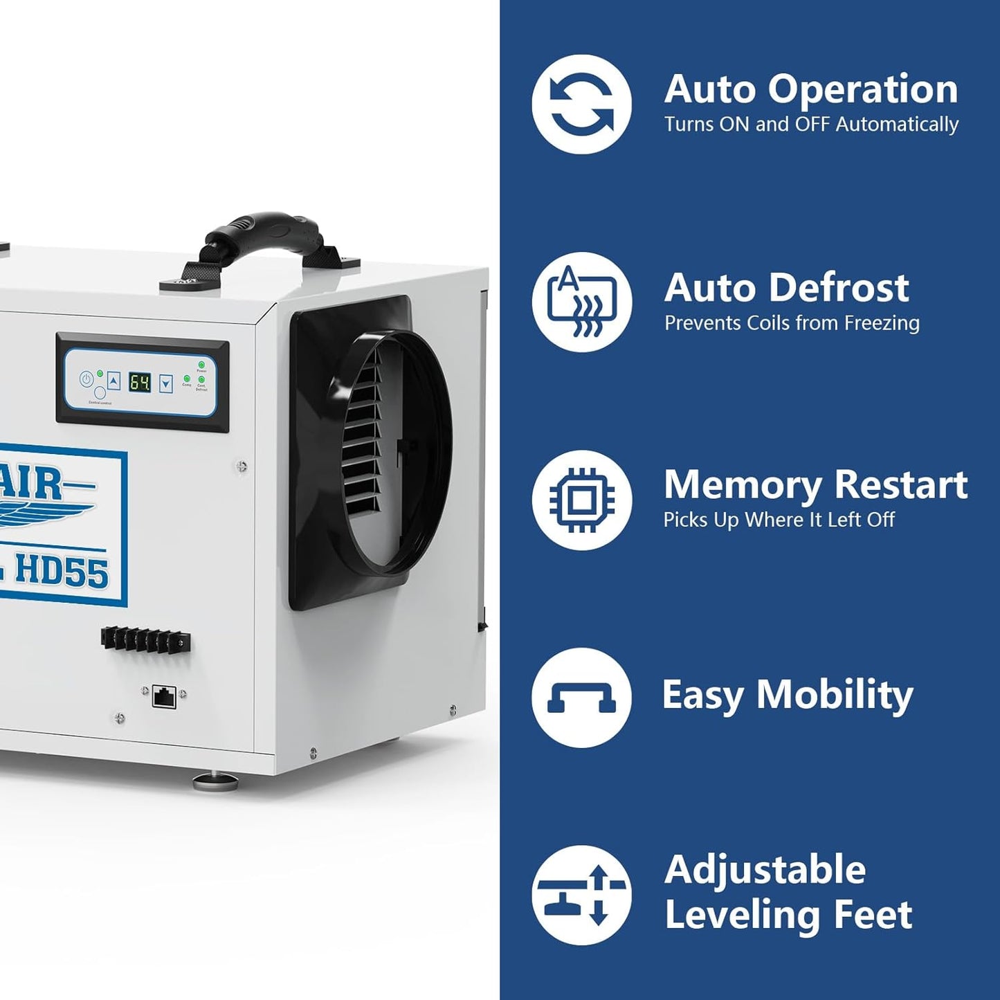 ALORAIR 120 Pints Commercial Dehumidifier for Crawl Spaces & Basements with Drain Hose, Compact Dehumidifiers for Home and Industry Water Damage, Auto Defrost, 5-Year Quality Coverage