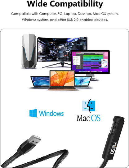 MillSO USB Microphone for Laptop Gooseneck Portable Mini USB Computer Microphone Plug&Play Omnidirectional External PC Microphone for YouTube, Streaming, Podcasting, Recording, Gaming - 1 FT