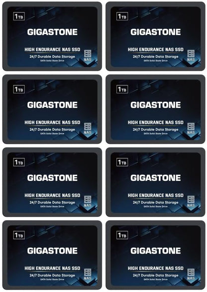 Gigastone 1TB NAS SSD Drive (8-Pack) 24/7 Durable TLC High Endurance RAID Data Storage Network Attached Storage 2.5" SATA Internal Solid State Hard Drives