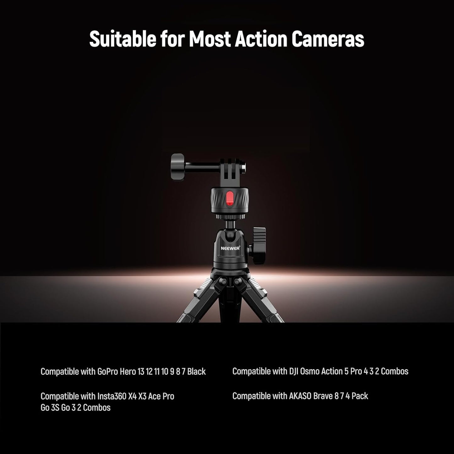 NEEWER Magnetic Action Camera Mount Kit, Compatible with GoPro Hero 13 12 11 Max DJI Osmo Action Insta360, ABS Magnetic Quick Release Mount for POV Shots, GP-24