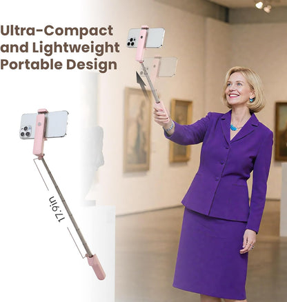 MQOUNY Phone Tripod, Portable Selfie Stick with Remote,Pocket Size Selfie Stick for iphone，Mini Travel Compact Phones Selfie Sticks with Phone Holder for Content Creation/Vlog/Video Record/Live Stream