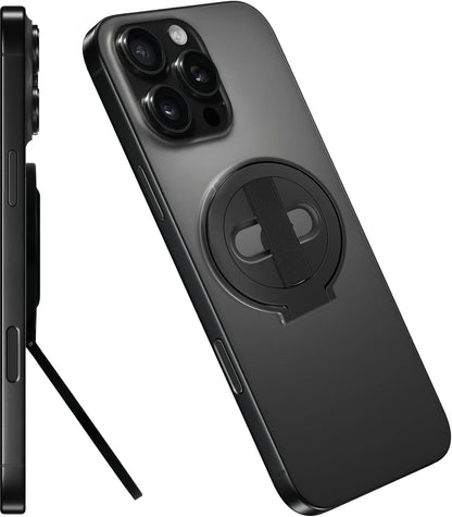 Grat 2 Magnetic Phone Grip Kickstand, [Elastic Finger Strap] Phone Loop Holder, Dual-Sided Magnet Ring Stand Compatible with Magsafe Series iPhone 16 15 14 13 12 Pro max, Black