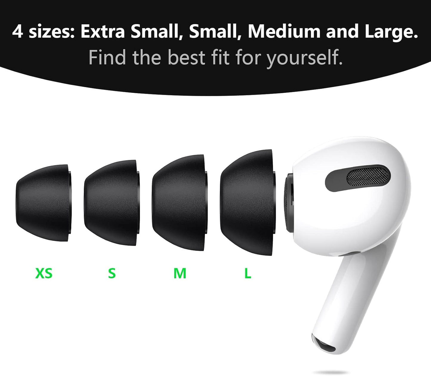 Lanwow Premium Memory Foam Tips for AirPods Pro & AirPods Pro 2nd Generation. No Silicone Eartips Pain. Anti-Slip Eartips. Fit in The Charging Case, Extra Small 3 Pairs (XS, Black)