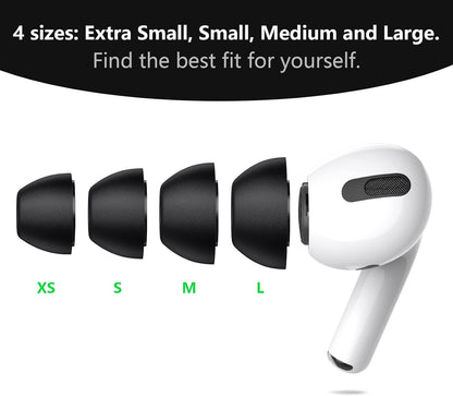 Lanwow Premium Memory Foam Tips for AirPods Pro & AirPods Pro 2nd Generation. No Silicone Eartips Pain. Anti-Slip Eartips. Fit in The Charging Case, Extra Small 3 Pairs (XS, Black)