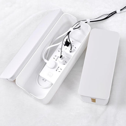 Cable Management Box, 2 Pack Large & Medium Cable Organizer Box with 17 PCS Cable Management Set, Cord Organizer Box to Hide Surge Protector on Desk or Floor (White)