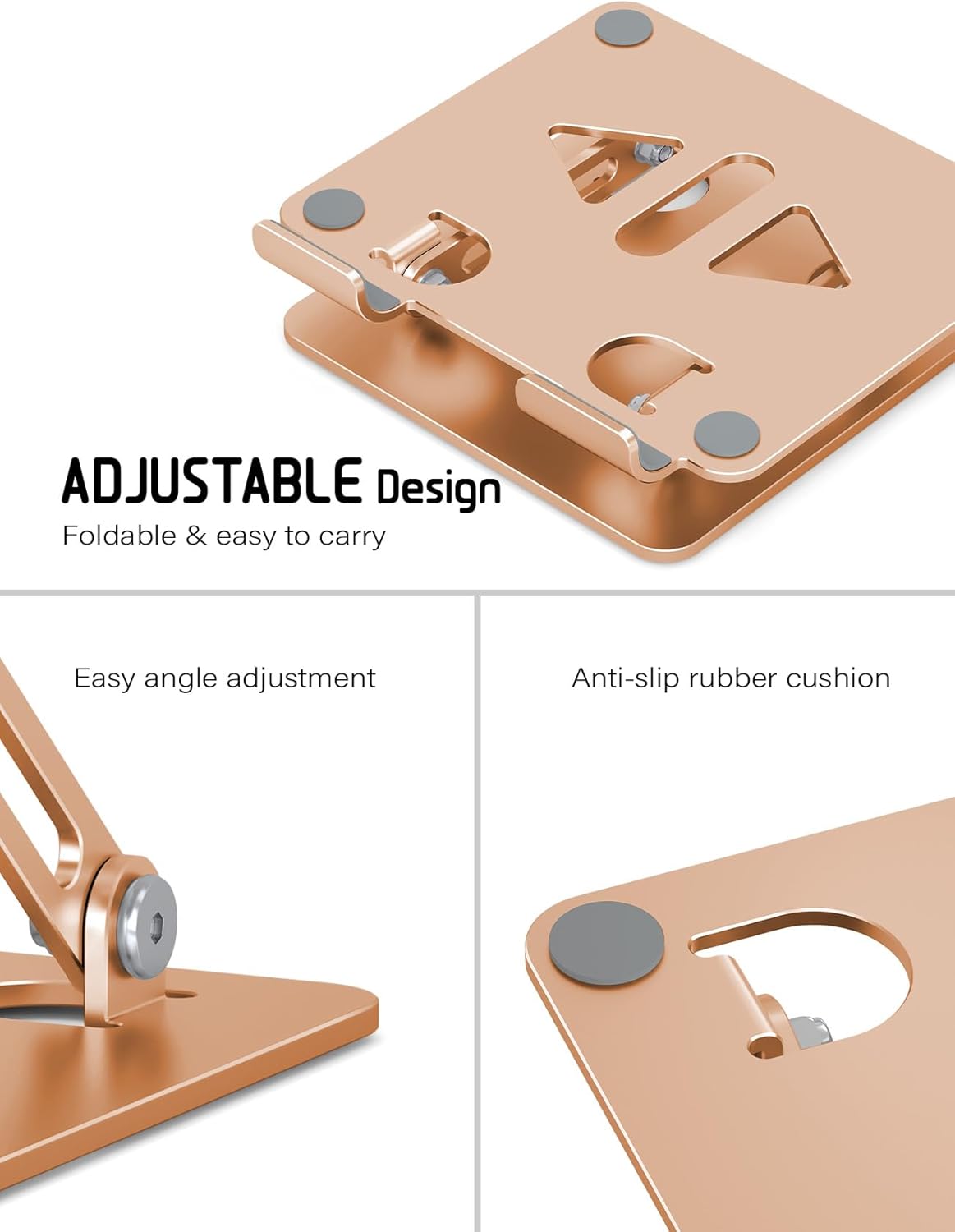 Tablet Stand Holder for Desk Adjustable Tablet Holder, Foldable Aluminum Desktop Tablet Holder for iPad Samsung Galaxy Tabs Amazon Kindle Fire,All Tablets 4-12 inch, Gold