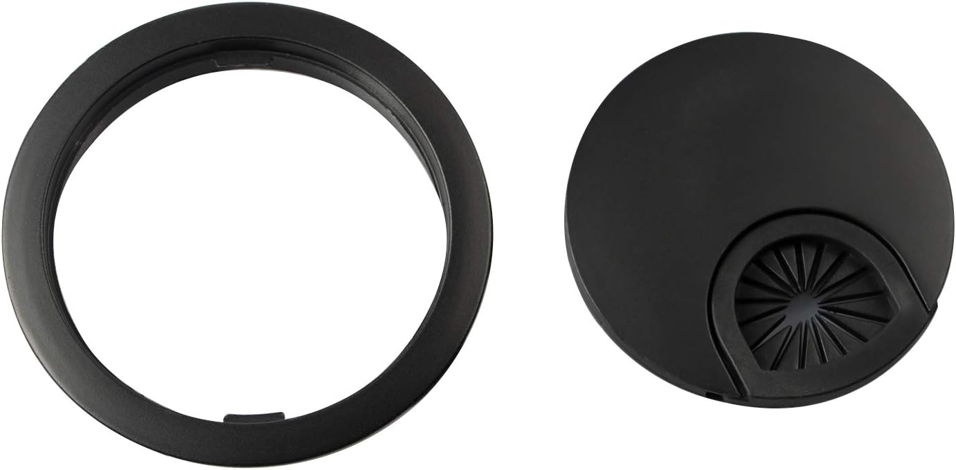 Desk Grommet for Wire Organizer,PC Computer Desk Plastic Grommet Cord, Tidy Cable Hole Cover Organizers,2 Pack (60mm, Black)