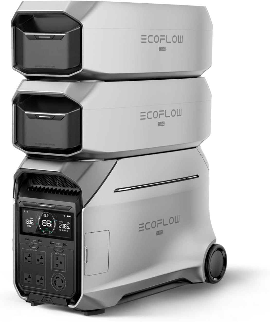 EF ECOFLOW 12kWh Portable Power Station: DELTA Pro 3 with 2 Extra Battery, 120/240V 4000W AC Output, Solar Generator for Home Use, Camping, Emergencies, Power Outages, RVs, and Outdoor Generators