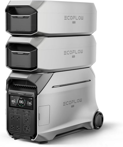 EF ECOFLOW 12kWh Portable Power Station: DELTA Pro 3 with 2 Extra Battery, 120/240V 4000W AC Output, Solar Generator for Home Use, Camping, Emergencies, Power Outages, RVs, and Outdoor Generators