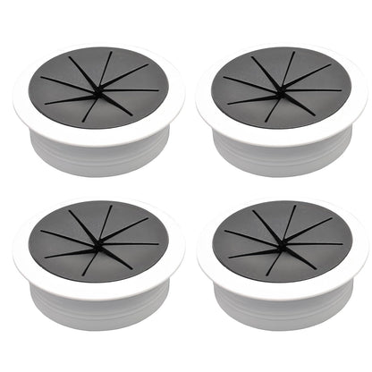 Desk Grommet 2" (50 mm), Desk Hole Cover for Cables White and Black, Cable Grommet ABS Plastic, Desk Hole Grommet for Office and Home Table Cable, Flexible Cable Cord Organizer-4 Pcs