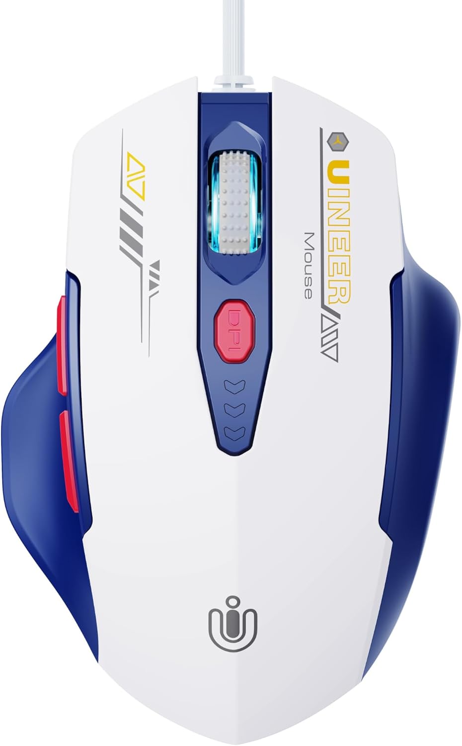 Wired Mouse, 4 Levels Adjustable DPI, 6 Programmable Buttons, Ergonomic Computer Wired Mouse for PC Laptop Computer for Office - Plug and Play (Bluewhite)