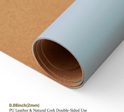 Cork Desk Mat - Dual-Sided Desk Pad for Office and Home - Desk Organization and Accessories - Ideal for Large Mouse Pad and Desk Mats on Top of Desks(Light Blue,27.6"x 13.8")