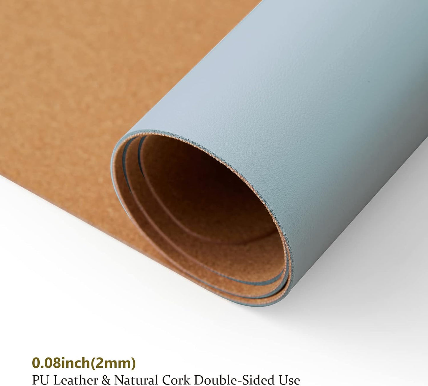 Cork Desk Mat - Small Dual-Sided Desk Pad for Office and Home - Desk Organization and Accessories - Ideal for Large Mouse Pad and Small Desk Mats on Top of Desks(Light Blue,23.6"x 13.8")