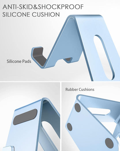 CreaDream Cell Phone Stand, Cradle, Holder, Aluminum Desktop Stand Compatible with Switch, All Smart Phone, iPhone 11 Pro Xs Max Xr X Se 8 7 6 6s Plus SE, Sierra Blue