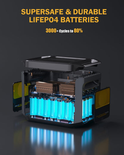 VTOMAN 3096Wh Portable Power Station Bundle with Extra Battery & 200W Pro Solar Panel Included - Up to 3000W Solar Power Generator for Home Backup, Off-grid, Road Trip, RV, Camping, Emergencies