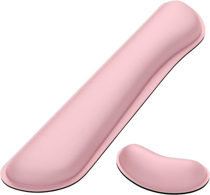 Dapesuom Enlarge Keyboard Wrist Rest, Memory Foam Wrist Cushion for Desk Mats Support, Cute Typing Pain Relief Keyboard Mouse Pad Rests Set with Non-Slip Base for Gaming Laptop Office Computer, Pink