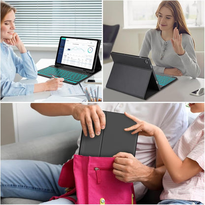 Galaxy Tab A9 Plus Case with Keyboard 5G 11 Inch 2023 (SM-X210/X216/X218), 7 Color Backlit Detachable Tablet Keyboard Cover with S Pen Holder for Samsung Galaxy Tab A9+ 11" (Black)