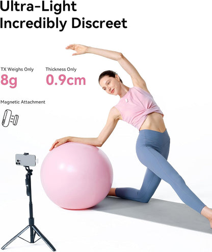 Hollyland Lark A1 Wireless Mini Microphone for iPhone & Android, 48kHz/24-bit, 3-Level Intelligent Noise Cancel, Microphone for YouTube, Podcast, Vlogging (White, 2TX + 2RX + Charging Case)