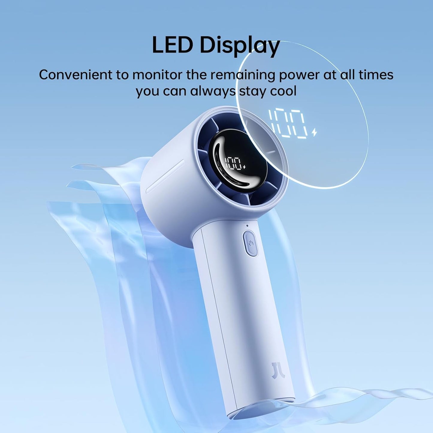 JISULIFE Handheld Turbo Fan, 5000mAh Rechargeable Portable Fans,Up to 28 Hours Cooling,5 Speed Strong Wind,Personal Mini Fan for Travel Outdoor Camping Beach Makeup（Blue）