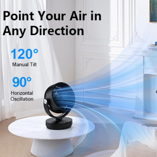 JRD Fans for Bedroom, 90° Oscillating Air Circulator Fan, 13 Inch Quiet Table Fan with Remote, 120° Adjustable Tilt, 3 Speeds, 7H Timer, Powerful Desk Fan for Whole Room Home Office Living Room