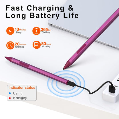 Stylus Pen for ASUS Transformer/ASUS Zenbook/ASUS Vivobook Flip/ASUS Notebook Touchscreen Laptop Tablet Rechargeable MPP 2.0 Tilt Pencil 4096 Pressure Sensitivity Microsoft MPP Protocol, Red