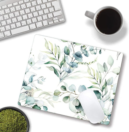 Plant Leave Mouse Pad - Square Waterproof Non-Slip Rubber Base for Office Laptop, 9.5"x7.9"x0.12" Inch (Green Grass)