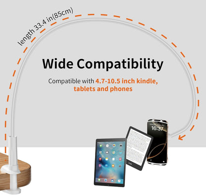 Gooseneck Kindle Holder for Reading in Bed - [Anti-Slip] Phone Holder for Bed, Kindle Stand Accessories, for iPad mini Stand for Desk, for Paperwhite Oasis Tablets 4-10.5 inches