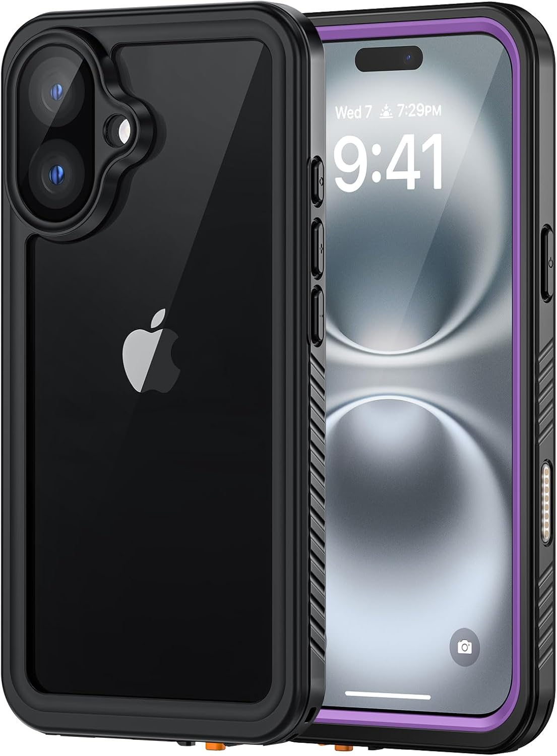 Lanhiem for iPhone 16 Plus Case, IP68 Waterproof Dustproof Shockproof Cases with Built-in Screen Protector, 360 Full Body Heavy Duty Rugged Phone Cover for iPhone 16 Plus - 6.7 inch (Purple)
