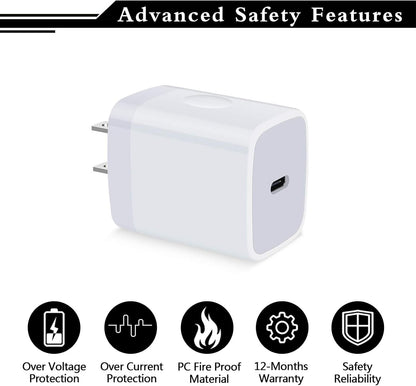 USB C Wall Charger,2Pack 20W USB C Block PD Fast Charger Type C Wall Adapter for iPhone 16 15 14 13 12 11 Pro Max,SE,8 7 6 Plus,iPad,Samsung Galaxy S24 S23 S22 S21 Ultra S20 A14 A15 A33,Pixel 9 8 7 6