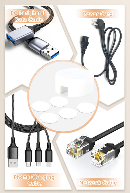 Maveek 5 Sets Magnetic Cable Management Clips with Discs, Adhesive Cable Holder Electrical Wire Clips Cord Organizer for Desktop Wall Kitchen USB LAN Type-c (White)