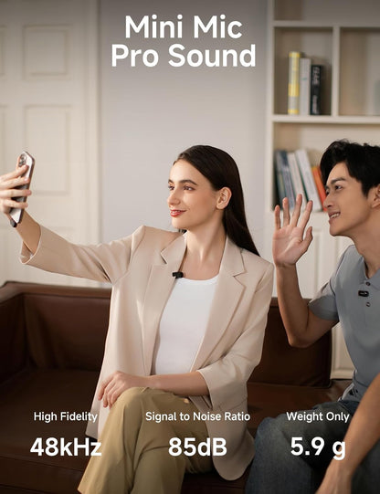 MAONO Wave T1 Mini Wireless Lavalier Microphone for iPhone iPad with MFi Certified Lightning Plug, Noise Cancellation, AI Voice Filter, 30H Used with Charging Case for Video Recording Vlog TikTok