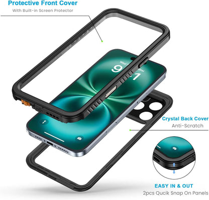 Lanhiem Magnetic for iPhone 16 Pro Case, IP68 Waterproof Case with Screen Protector [Built in Camera Protector], Heavy Duty Shockproof MagSafe Phone Case for iPhone 16 Pro - 6.3” (Black)