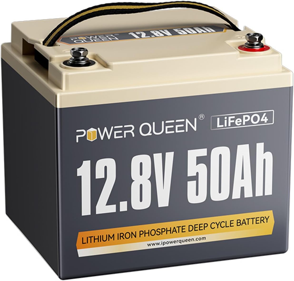 Power Queen 12V 50Ah LiFePO4 Lithium Battery, Portable Deep Cycle Lithiumn Battery with 640Wh Energy, 50A BMS,15000+ Cycles for 12V Trolling Motor, Kayak Marine, RV Camping