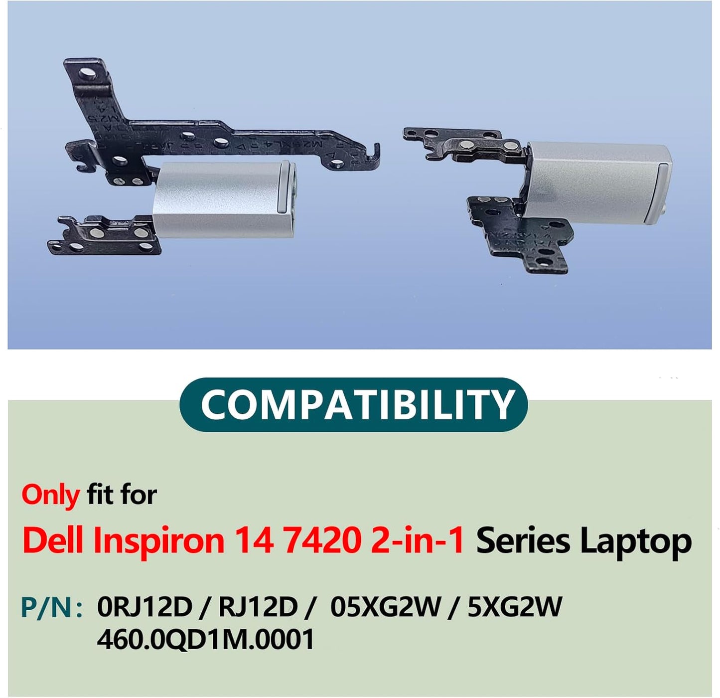 Replacement Laptop Hinge with Hinge Cover for Dell Inspiron 14 7420 7425 2-in-1,P/N:05XG2W 5XG2W 0RJ12D RJ12D 460.0QD1L.0001 460.0QD1M.0001 (Sliver)