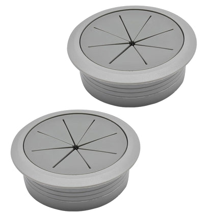 Desk Grommet 2-1/16" (53 mm), Desk Hole Cover for Cables Dark Grey, Cable Grommet ABS Plastic, Desk Hole Grommet for Office and Home Table Cable, Detachable & Flexible Cable Cord Organizer-2 Pcs