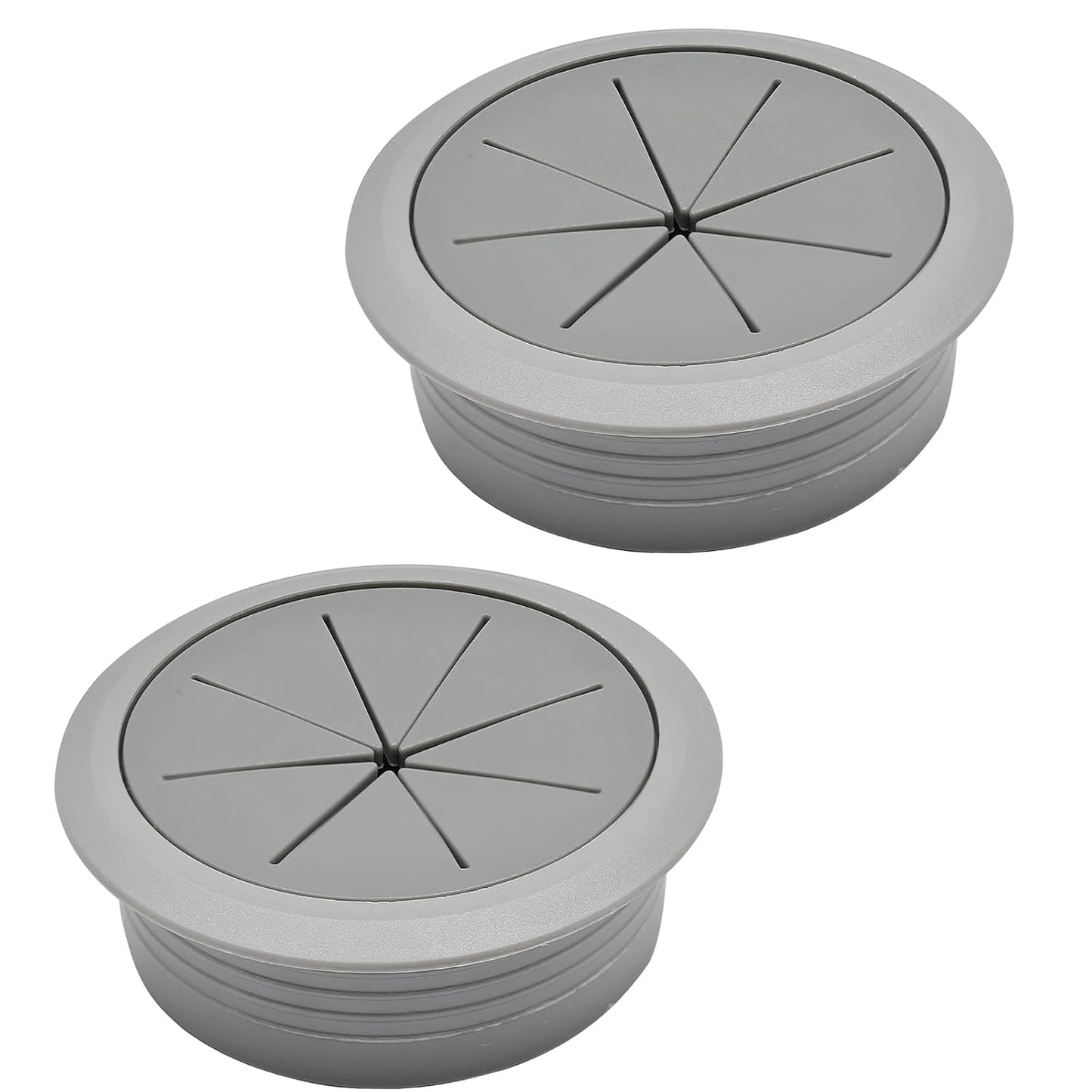 Desk Grommet 2-3/8" (60 mm), Desk Hole Cover for Cables Dark Grey, Cable Grommet ABS Plastic, Desk Hole Grommet for Office and Home Table Cable, Detachable & Flexible Cable Cord Organizer-2 Pcs