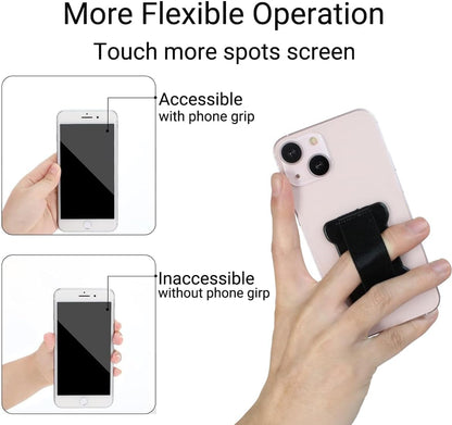 Phone Grip Finger Strap Holder, Phone Gripper for Back of Phone Grip Phone Finger Holder Suitable for iPhone Samsung and Most Smartphones - 2Pack(PU Black)