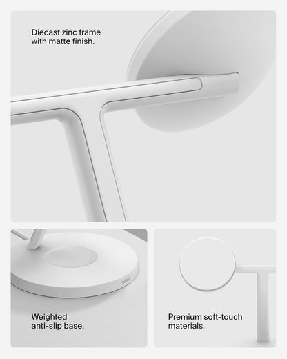 Belkin MagSafe-Compatible Charger, 3-in-1 Wireless Charging Station, Qi2-Certified 15W Wireless Charge for Apple iPhone 17 Series, Apple Watch, AirPods w/Non-Slip Base, 40W Included - Black