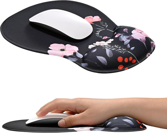 EooCoo Ergonomic Mouse Pad with Gel Wrist Rest Support Middle Concave Design, Relieve Wrist Pain Mousepad, Non-Slip Base for Laptop, Computer, Office Desk Accessories, Carpal Tunnel Syndrome