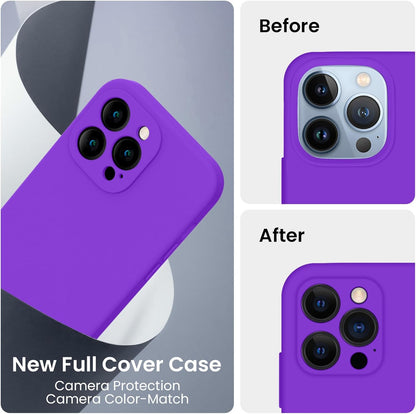 FireNova Designed for iPhone 13 Pro Max Case, Silicone [Camera Protection] Phone Case with [2 Screen Protectors], Soft Anti-Scratch Microfiber Lining Inside, 6.7 inch, Neon Purple