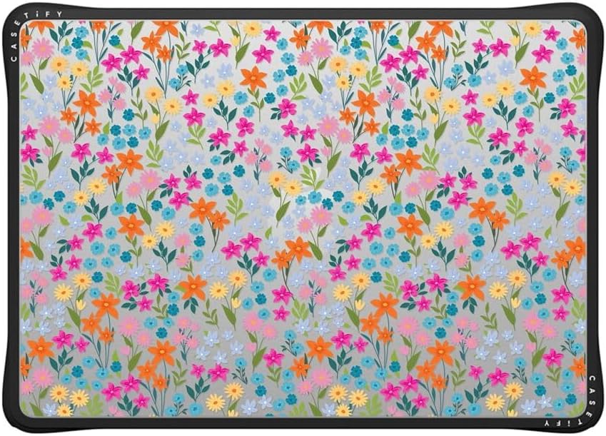 CASETiFY Impact MacBook Air 13.6" (M2-M4) Case [Cushioned Impact Corners/Scratch-Resistant/Anti-Slip Grip] - Petit Floral Transparent - Clear Black